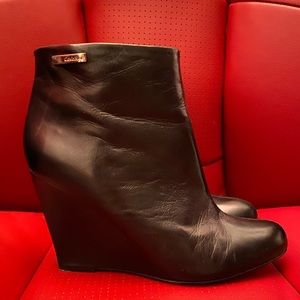 Calvin Klein Black Wedge Ankle Boots Size 9